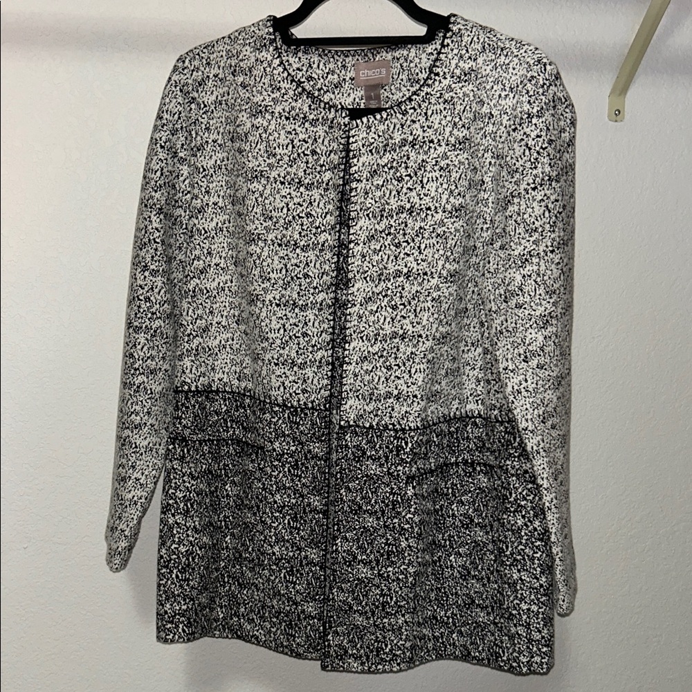 Chico's Black and White Speckled Jacket